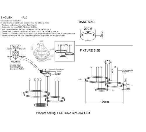 Люстра Crystal Lux FORTUNA SP158W LED GOLD